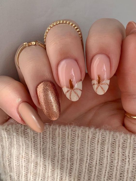 Fall Halloween Nails Almond, Neutral Pumpkin Nails, Pumpkin Nails Designs, Pink Fall Nails Designs, White Pumpkin Nails, Pumpkin Nails Acrylic, Pink Pumpkin Nails, Pumpkin Nails Fall, Cute Pumpkin Nails