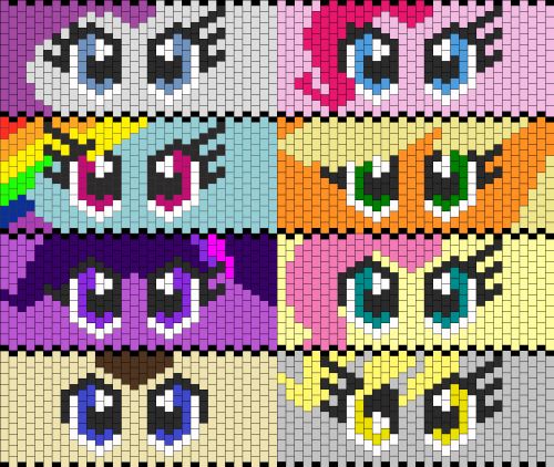 an image of pixel art with different colors and eyes on it's side, including the