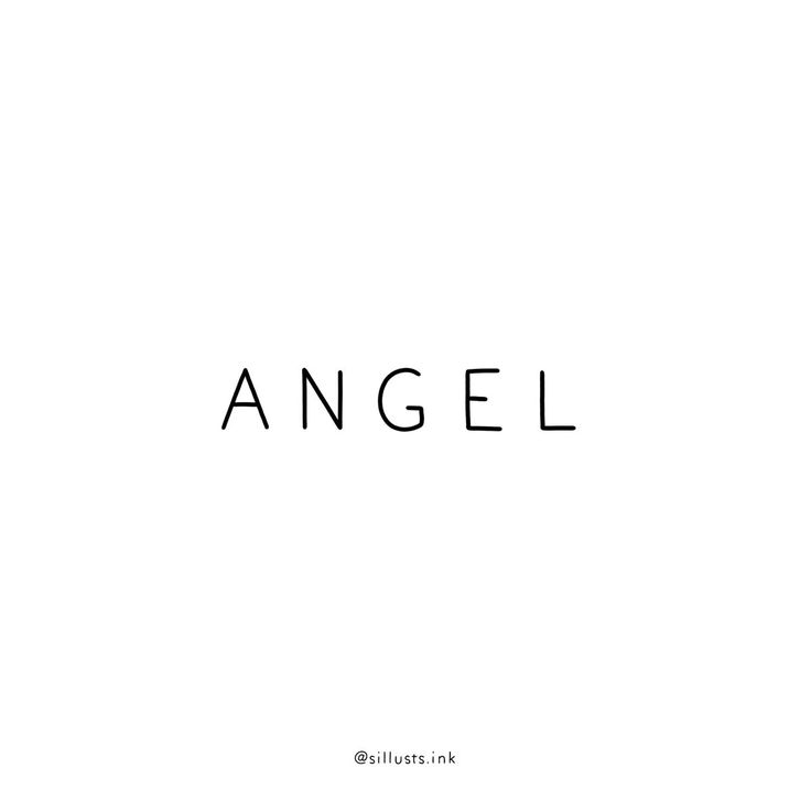 the word angel written in black on a white background