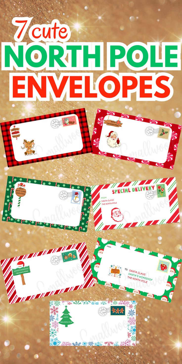 Free printable Santa letter envelopes from the North Pole Santa Envelopes Free Printable, Blank Santa Letter Printable, Christmas Letter Envelope, Letter To Santa Envelope, Free Letter To Santa Printable, North Pole Stamp Printable Free, Santa Postage Stamps Printable Free, Diy Santa Letter, North Pole Envelope Free Printable