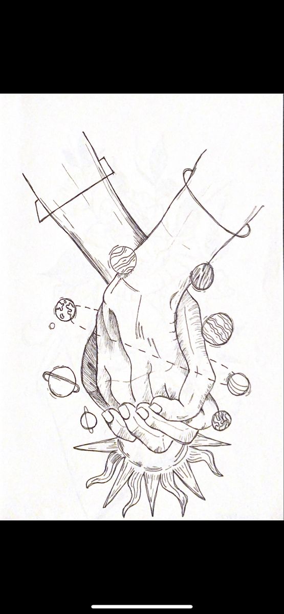 a drawing of two hands holding each other