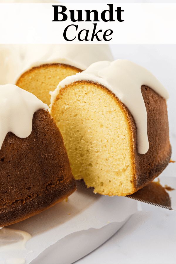 a bundt cake with white icing on top