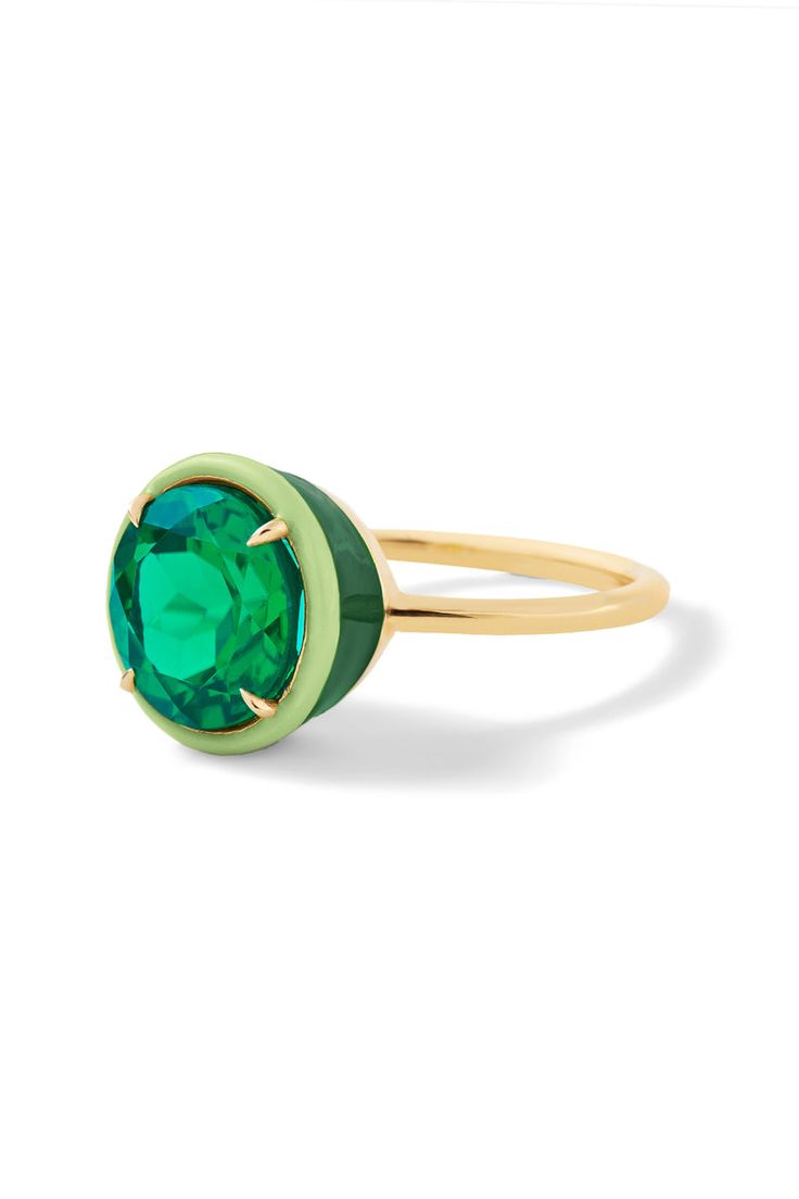 Round Cocktail Ring – Alison Lou Formal Round Enamel Diamond Ring, Elegant Green Enamel Ring With Polished Finish, Elegant Green Dome Ring, Anniversary Enamel Ring With Bezel Setting, Elegant Green Oval Enamel Ring, Modern Green Round Dome Ring, Elegant Green Enamel Ring, Green Enamel Round Ring, Unconventional Engagement Rings