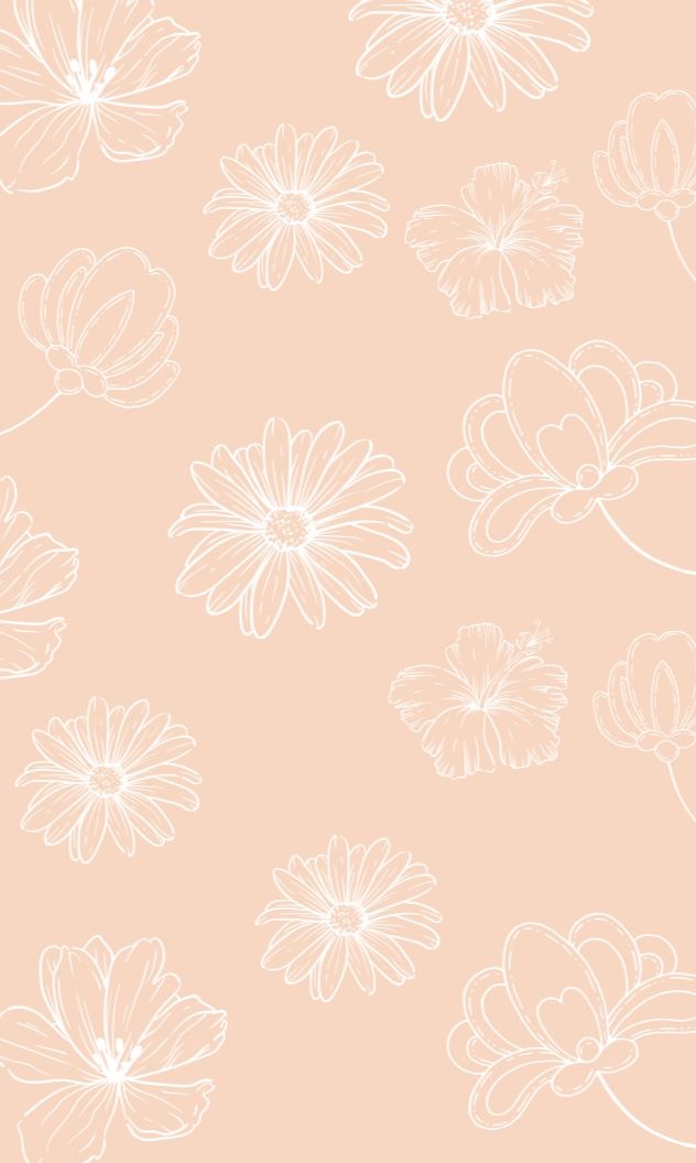 white flowers on a peach background in pastel pink, with the outlines of petals