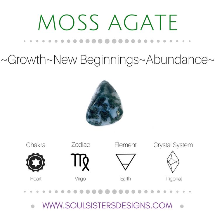 Metaphysical Healing Properties of Moss Agate, including associated Chakra, Zodiac and Element, along with Crystal System/Lattice to assist you in setting up a Crystal Grid. Go to https://www.soulsistersdesigns.com/moss-agate to learn more! Moss Agate Benefits, Moss Agate Stone, Agate Properties, Green Moss Agate Meaning, Agate Healing Properties, Moss Agate Properties, Moss Agate Magical Properties, Metaphysical Healing, Crystal System