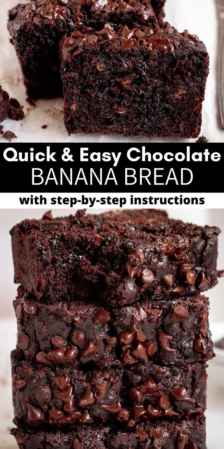 quick and easy chocolate banana bread with step - by - step instructions on how to make it