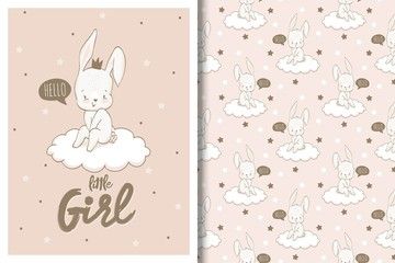 Stock photos, royalty-free images, graphics, vectors & videos Girl Cartoon Characters, Forest Baby, Baby Shower Card, Hand Drawn Vector Illustrations, Baby Shower Cards, Bunny Girl, Sims Cc, Cartoon Character, Cute Bunny