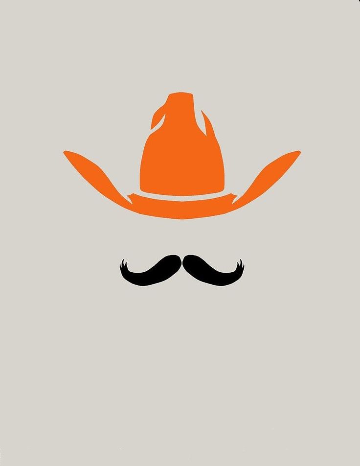 an orange hat and mustache on a gray background