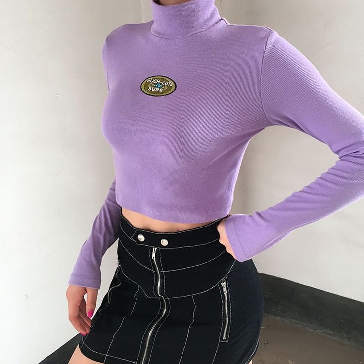 Material: CottonMaterial: SpandexItem Type: TopsTops Type: TeesPattern Type: FloralSleeve Length(cm): FullSleeve Style: RegularModel Number: STT5074W04/T7726W08Gender: WOMENClothing Length: ShortDecoration: EmbroideryFabric Type: KnittedStyle: StreetwearCollar: TurtleneckColor: Floral Contrast ColorStyle: Fashion,Sexy,Elegant,Korean Fashion StyleSeason: Spring,Summer,Autumn,Winter 2019 Purple Stretch Long Sleeve Crop Top, Purple Long Sleeve Stretch Crop Top, Fitted Long Sleeve Purple T-shirt, Purple Y2k Crew Neck Top, Purple Stretch Cotton Crop Top, Fitted Purple Top For Streetwear, Purple Long Sleeve 90s Style Top, Purple Long Sleeve 90s Top, Purple Long Sleeve Trendy Tops