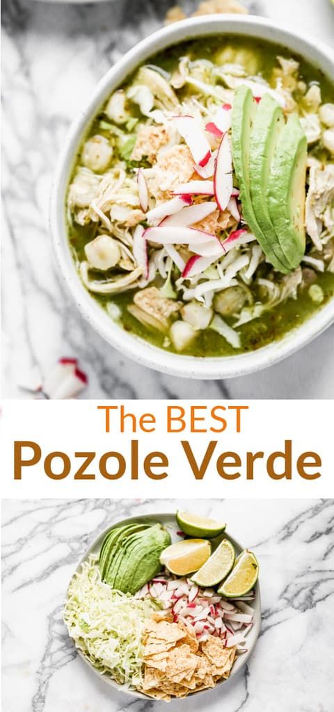 the best pozole verde soup recipe with avocado and shredded cabbage