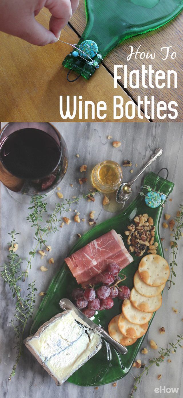 how to make flatten wine bottles with cheese, crackers and other food items