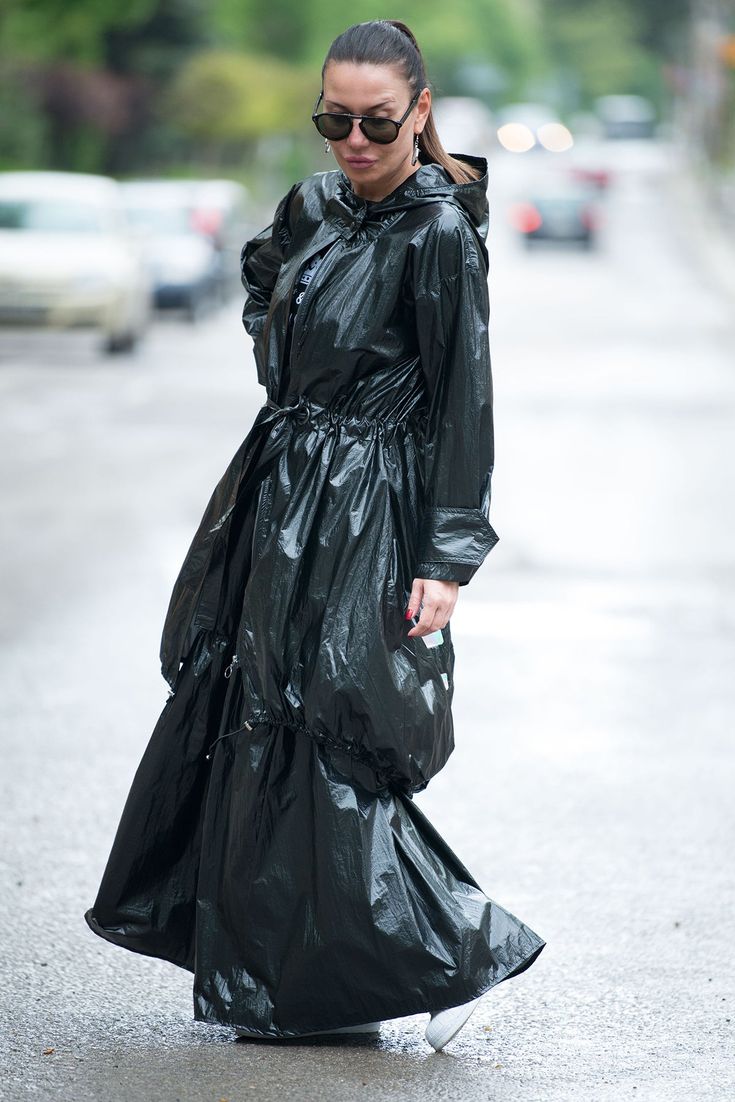 Long Zipper Hooded Raincoat with pockets and brand logo.You buy only raincoat. Made of: polyester The model wears size M - 5′6″ / 170 cm Suitable for maxi sizes. Winter Coat Dress, Black Raincoat, Camouflage Outfits, Casual Basics, Hooded Raincoat, Hooded Vest, Summer Set, The Client, Black Vest