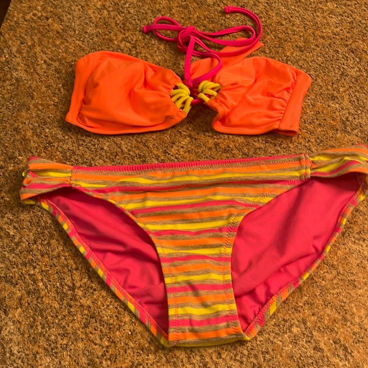 Top Large Bottom Xl **Juniors Section Fit* Nwot Target Target Swimwear For Summer Beach, Target Swim, Orange Pink, Neon Pink, Pink Orange, Womens Swim, Color Orange, Pink And Orange, Target