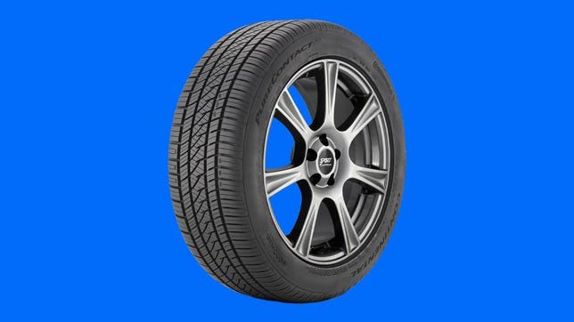 a tire on a blue background