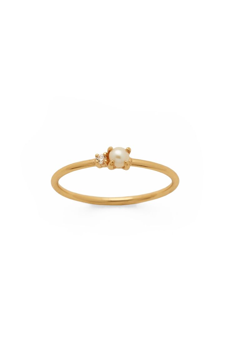 MADE BY MARY Petite Pearl Ring | Nordstrom Made By Mary, Gold Pearl Ring, Wish List, Accessories Rings, Pearl Ring, Womens Jewelry Rings, Promise Rings, Gold Vermeil, Prong Setting