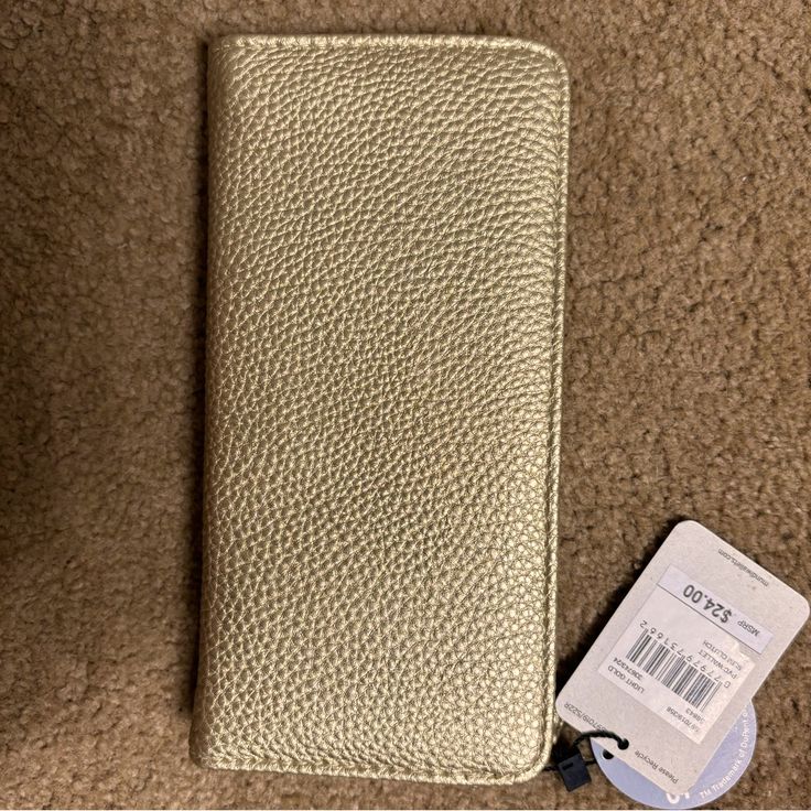 This Is A Brand New Mundi Vegan Leather Gold Card Wallet With One Slide Behind Cards Opening That Is Big Enough To Hold Bills Gold Bifold Coin Purse For Everyday Use, Travel Coin Purse With Interior Card Slots In Gold, Travel Coin Purse With Card Slots In Gold, Travel Gold Coin Purse With Interior Card Slots, Gold Trifold Wallet With Card Slots For Everyday Use, Gold Bifold Coin Purse With Card Slots, Gold Clutch With Interior Card Slots For Daily Use, Gold Bifold Clutch With Card Slots, Gold Clutch With Interior Card Slots