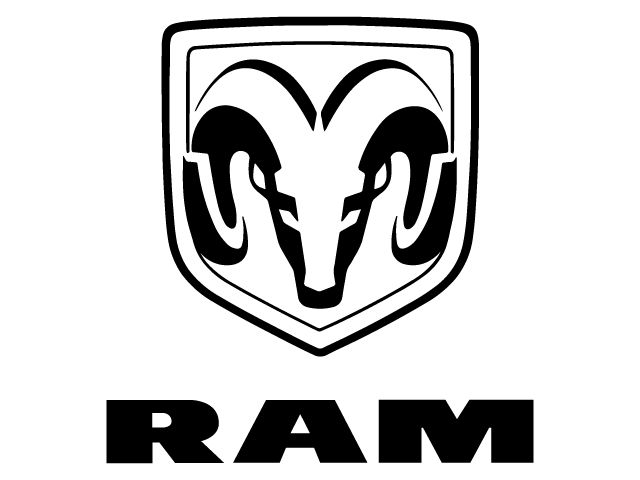 the ram logo is shown in black and white