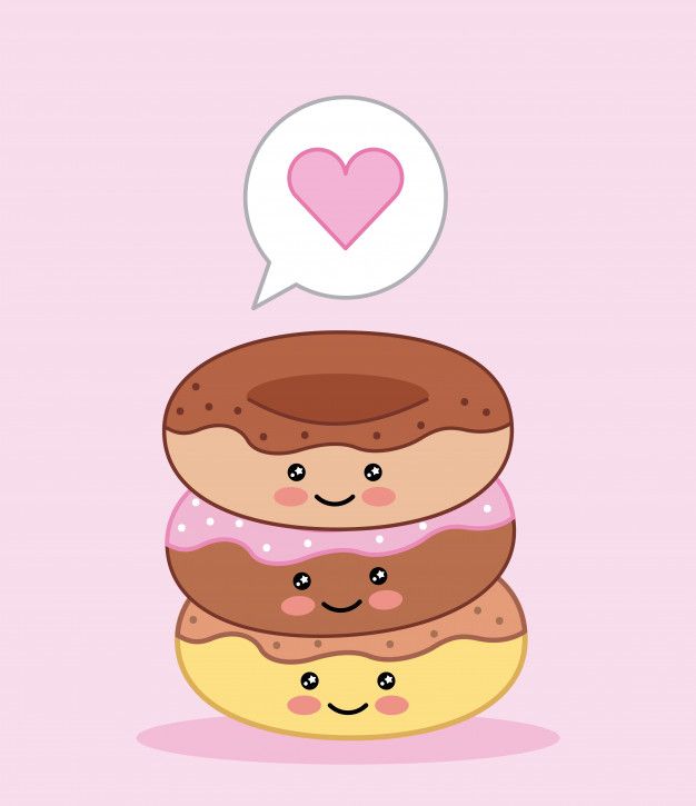 three donuts stacked on top of each other with a thought bubble above them that says i love you