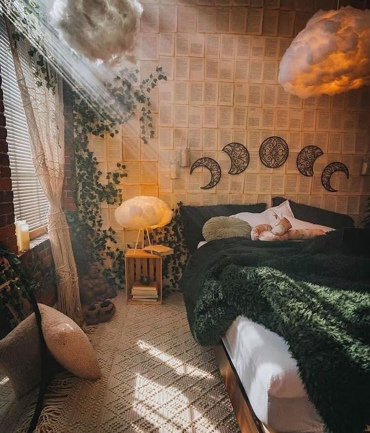 a bed room with a neatly made bed next to a window