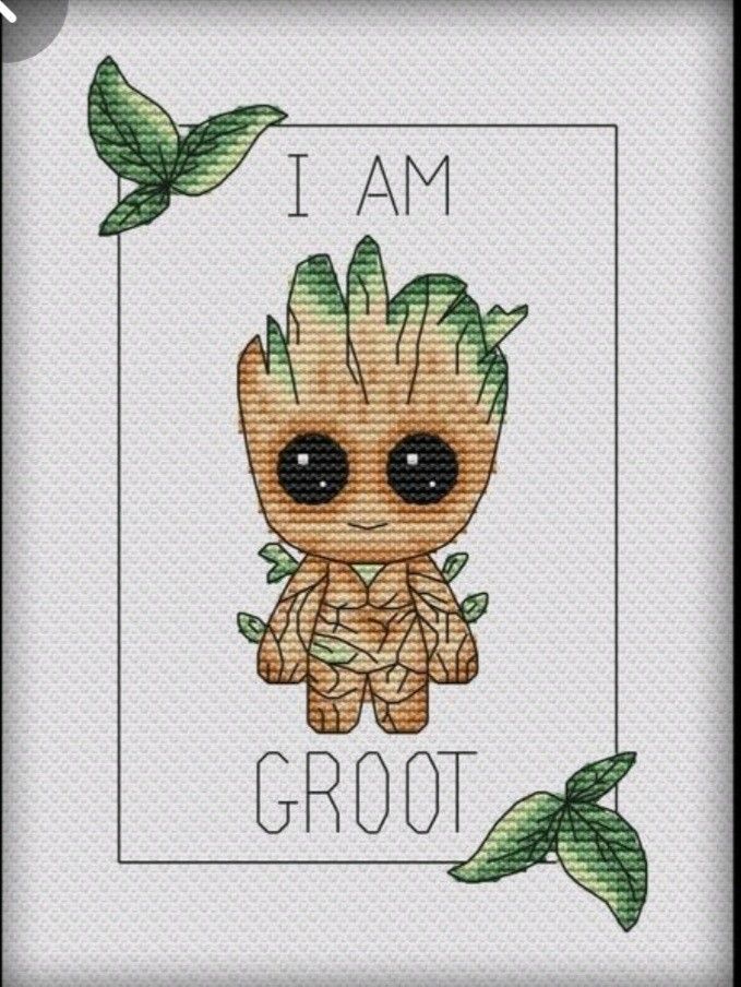 a cross stitch pattern with the words i am groot on it