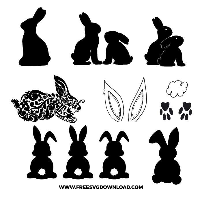 the silhouettes of rabbits and other animals