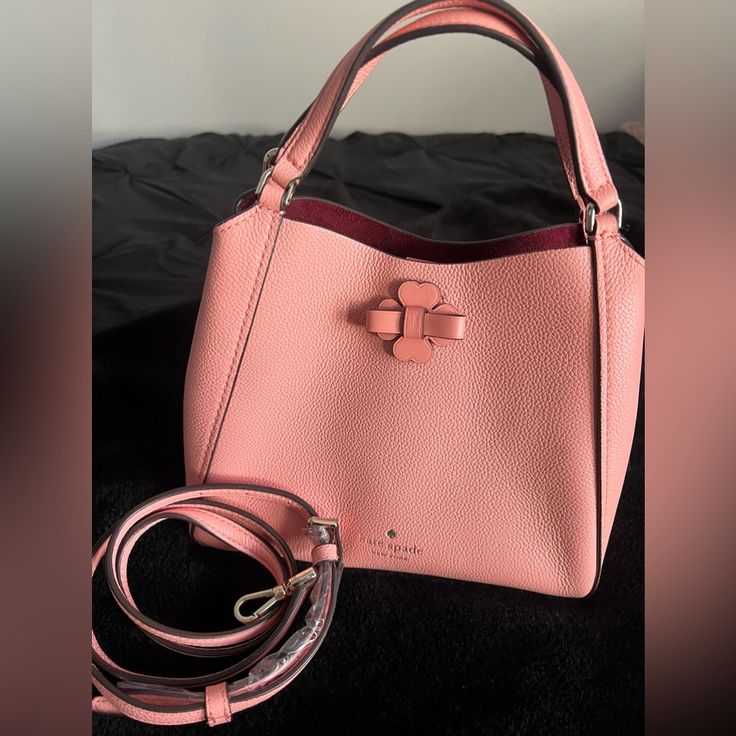 *Rare Kate Spade Clover Heart Handbag - Genuine Leather - Adjustable Shoulder Strap - Outer Magnetic Closure - Zipper Interior - Small - No Marks Or Imperfections - Never Used - No Original Tags **Sorry, No Returns. Cute Pink Leather Bag, Cute Everyday Leather Bag, Chic Pink Satchel As Gift, Pink Bucket Satchel With Adjustable Strap, Kate Spade Bucket Bag For Everyday Use, Kate Spade Bucket Shoulder Bag For Daily Use, Kate Spade Everyday Bucket Bag, Everyday Kate Spade Bucket Bag, Trendy Kate Spade Bag With Double Handle