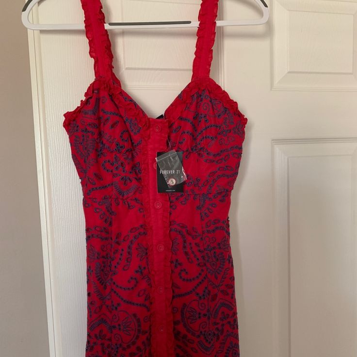 Gorgeous Dress With Tags, Size Small From Forever 21 Forever 21 Red V-neck Mini Dress, Red V-neck Mini Dress By Forever 21, Red Sleeveless Forever 21 Dress, Forever 21 Red Sleeveless Dress, Forever 21 Red Mini Dress For Date Night, Forever 21 Red Dress For Night Out, Navy Lace Dress, Ribbed Bodycon Dress, Boho Midi Dress