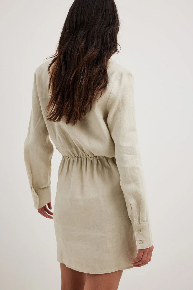 Linen Shirt Dress Chic Long Sleeve Linen Dress With Buttons, Elegant Long Sleeve Beige Linen Dress, Long Sleeve Linen Dress With Button Closure, Chic Long Sleeve Beige Linen Dress, Chic Beige Linen Long Sleeve Dress, Spring Long-sleeve Neutral Linen Dress, Spring Long Sleeve Neutral Linen Dress, Neutral Long Sleeve Linen Dress For Spring, Fitted Linen Long Sleeve Shirt Dress