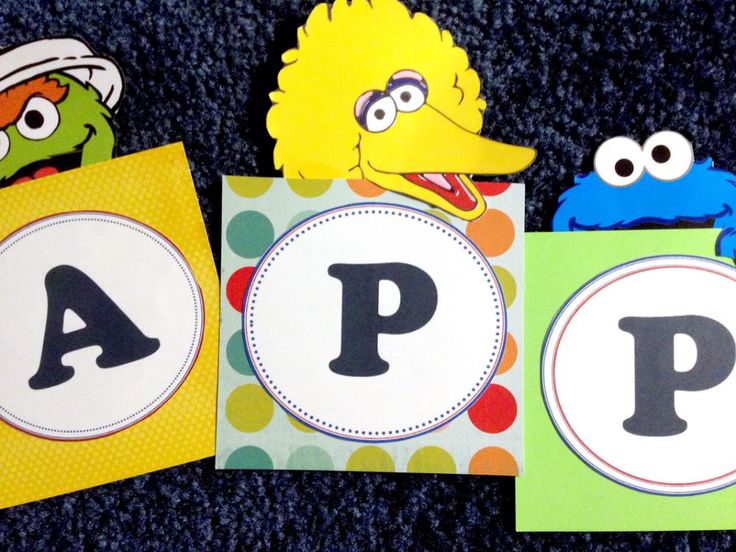 three sesame street cards with the letter p on them