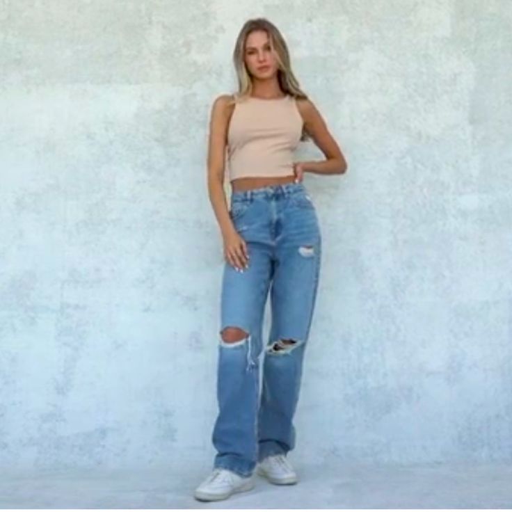 New With Tags 90s Boyfriend Pants . Baggy Style 90s Baggy Bottoms For Summer, 90s Style Baggy Bottoms For Summer, 90s Denim Blue Straight Leg Pants, 90s Inspired Wide Leg Denim Bottoms, Casual Wide Leg Ripped Pants, 90s Wide Leg Jeans For Summer, 90s Style Wide Leg Summer Jeans, 90s Inspired High Waist Relaxed Fit Jeans, 90s Inspired Blue Wide Leg Bottoms