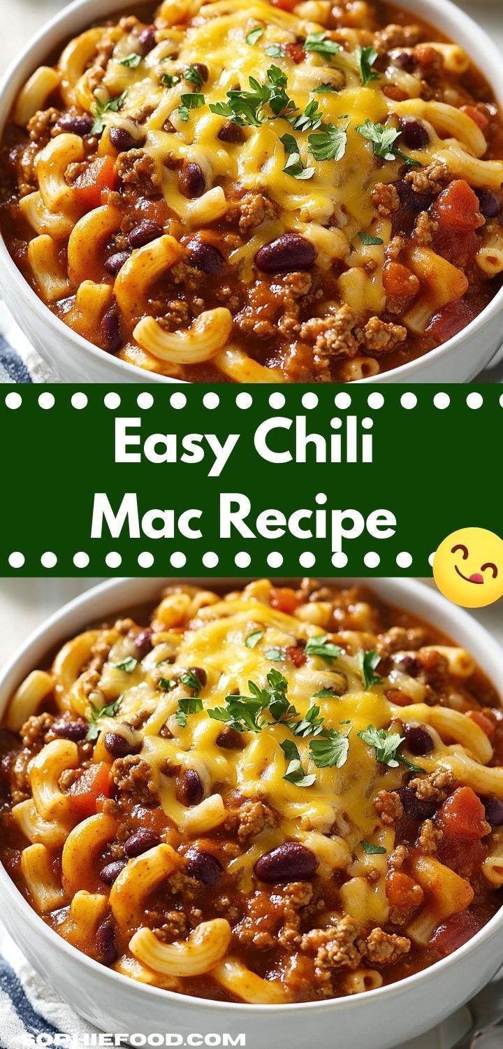 two bowls of chili macaroni and cheese with the words easy chili macaroni and cheese