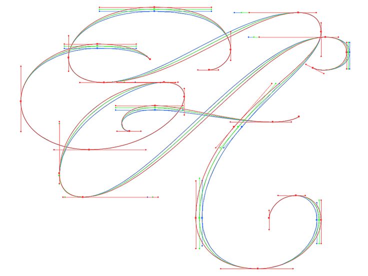 the letters e and f are drawn in different lines