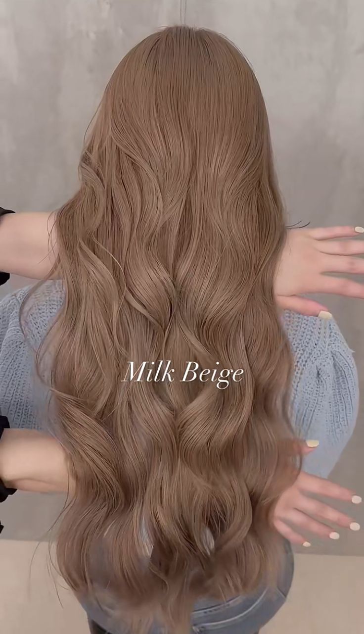 Milk Beige Hair, Hair Colour Inspo, Beige Hair Color, Hair Color Asian, Beige Hair, Korean Hair Color, Brown Hair Looks, Brown Hair Inspo, Hair Tint