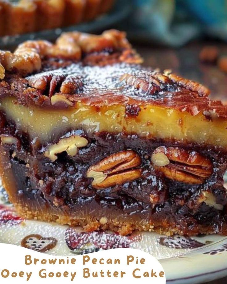 a piece of pecan pie on a plate