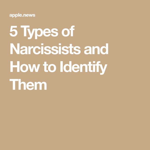 the text 5 types of narcissists and how to identify them in white