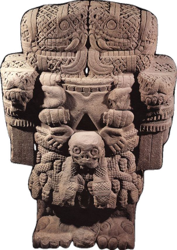 an intricately carved stone sculpture on display