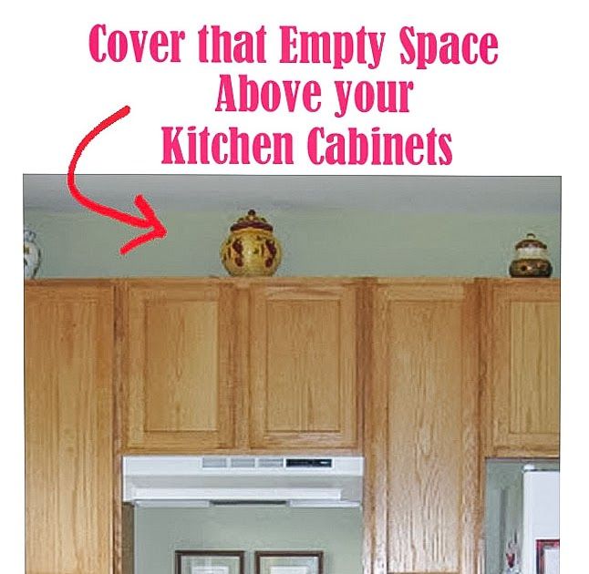 an empty space above the kitchen cabinets with red arrow pointing to it's door