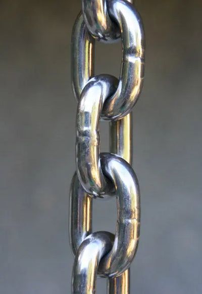 a close up of a metal chain on a pole