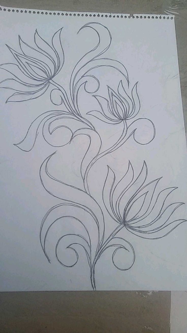 a drawing of a flower with swirls on it