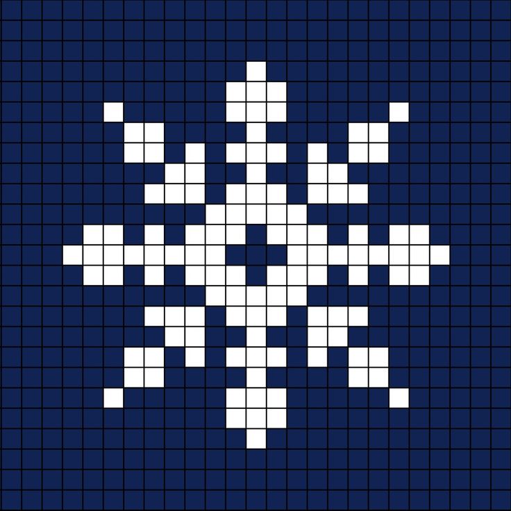 A pixel art template of a snowflake shaped like an ex and plus on top of one another. Knitting Snowflake Pattern, Snowflake Grid Pattern, Snowflake Alpha Pattern, Pixel Art Snowflake, Snowflake Knitting Chart, Snowflake Pixel Art, Winter Alpha Pattern, Snowflake Knitting Pattern, Christmas Pixel Pattern