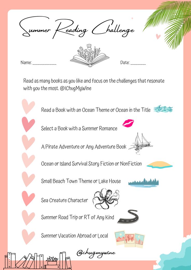 Free Book List Challenge. With Text Reading: The Summer Reading Challenge by @IChugmyWine Summer Book Challenge, Challenge For Teens, Wine Blog, Best Fiction Books, Diy Spa Day, Summer Reading Challenge, Minimalist Book, Fun Summer Crafts, Summer Book