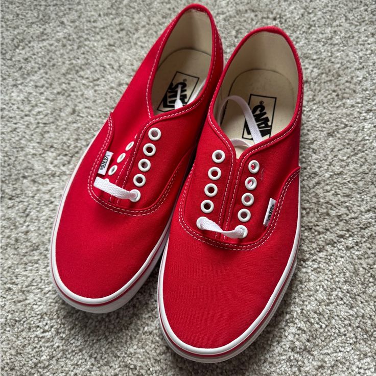 Never Used Vans Men’s Size 8 Women Size 9 Classic Red Vans Sneakers, University Red Low-top Sneakers For Spring, Spring University Red Low-top Sneakers, Casual Vans Sneakers In University Red, Casual University Red Vans Sneakers, Vans Men, Vans Red, Shoes Vans, Men's Vans