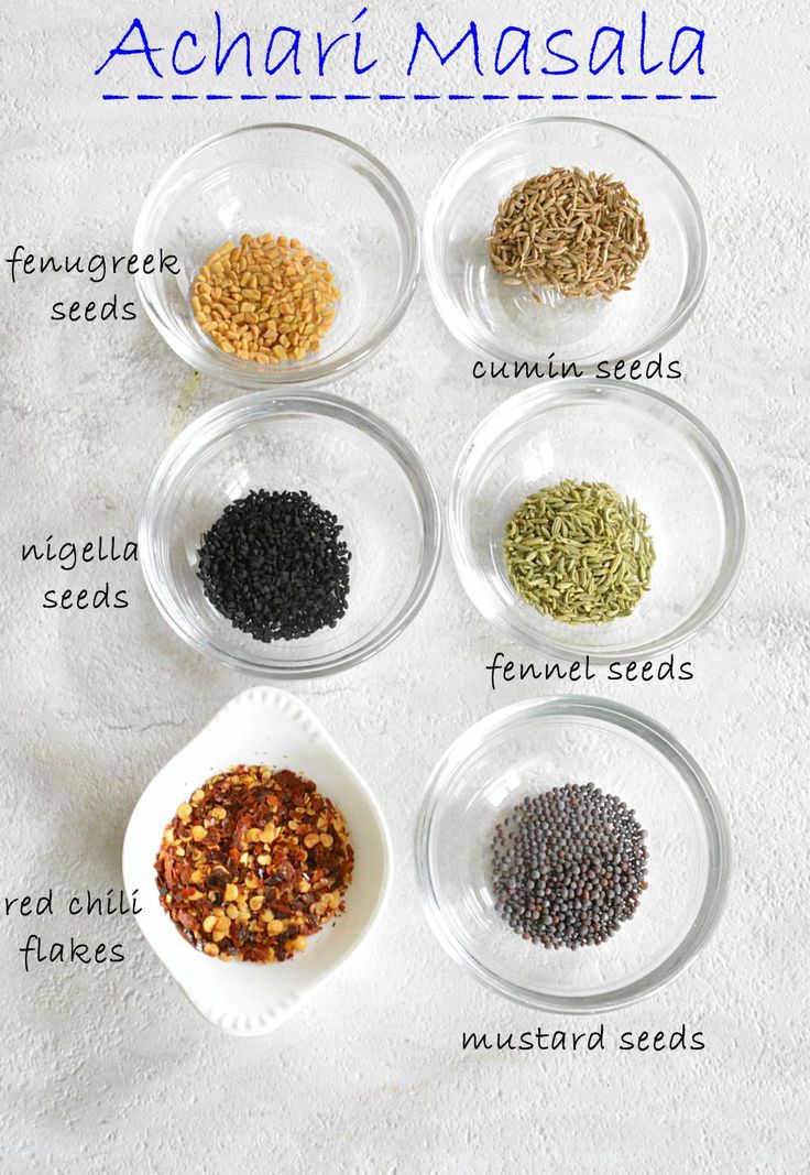 the ingredients for acai masala in bowls on a white towel with blue writing