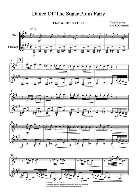 sheet music with the words dance of the sugar plum fairy