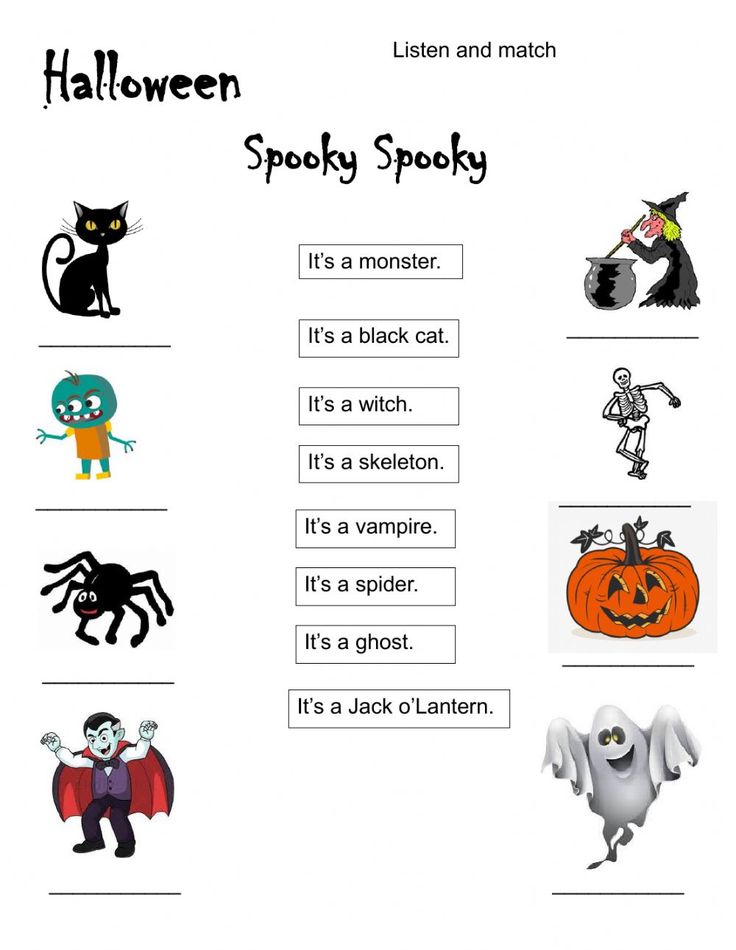 halloween worksheet with pictures and words for kids to practice their english speaking skills