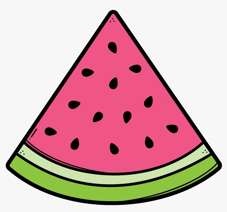 a watermelon slice with black dots on it