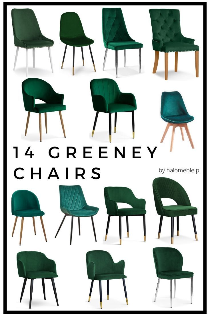 the green chairs are all different sizes and colors