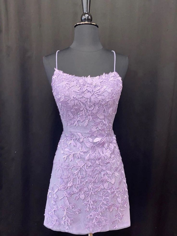 Lavender Lace Short Homecoming Dresses Purple Prom Dress Short, Purple Homecoming, Purple Homecoming Dress, Short Homecoming Dresses, Dress Display, Purple Prom Dress, Short Homecoming Dress, Short Prom Dress, Lace Homecoming Dresses