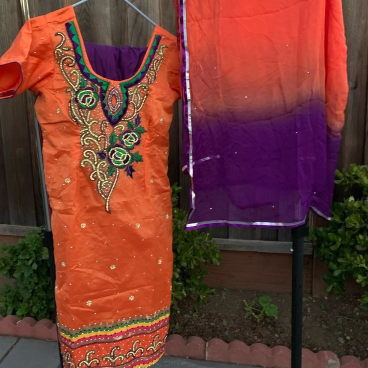 Stitched Salwar Kameez Suit. Brand New Never Worn! Indian/Pakistani/Punjabi Festive Purple Chanderi Lawn Suit, Purple Cotton Unstitched Suit With Dabka Work, Purple Salwar Kameez With Mirror Work For Navratri, Eid Purple Unstitched Suit With Mirror Work, Bollywood Purple Unstitched Suit With Mirror Work, Navratri Purple Salwar Kameez With Mirror Work, Purple Lawn Suit For Festivals, Diwali Purple Unstitched Suit With Mirror Work, Festive Purple Lawn Suit For Festivals