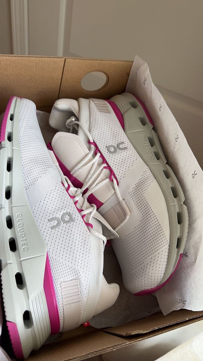 Pink And White On Clouds Shoes, Hot Pink On Cloud Shoes, Pink On Clouds Shoes, Cute On Cloud Shoes, Tennis Shoes For Tennis, Pink On Clouds, Cute On Clouds, Pink On Cloud Shoes, Cute Tennis Shoes For Women